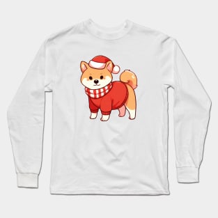 Cute Christmas Shiba Dog Long Sleeve T-Shirt